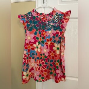 JODIFL Pink and Blue Floral Blouse